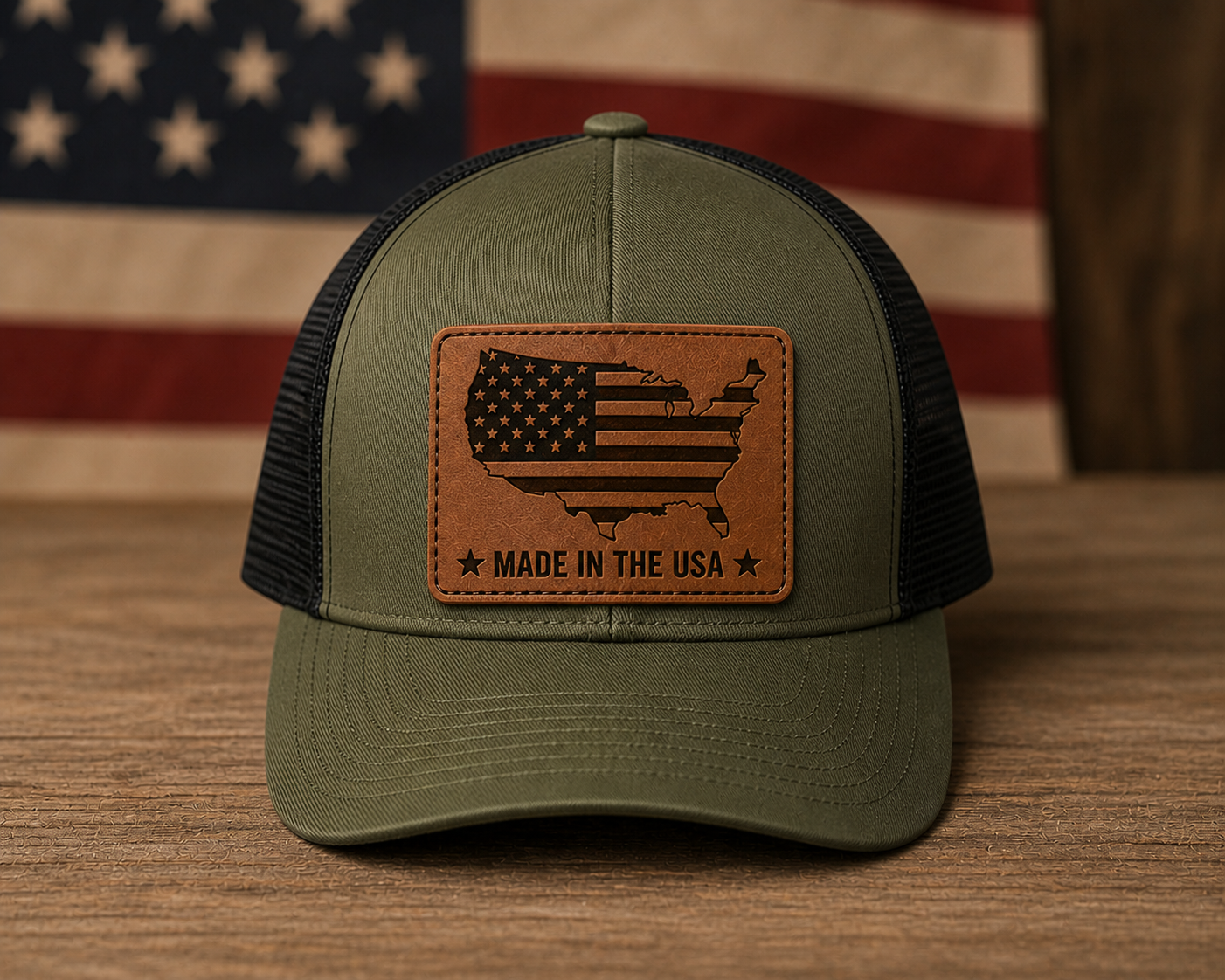 Patriot Leather Patch Trucker Hat | Summit Standard Co.
