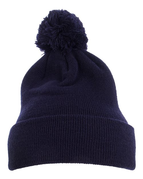 YP Classics 1501P — Pom-Pom Cuffed Knit Beanie — Navy