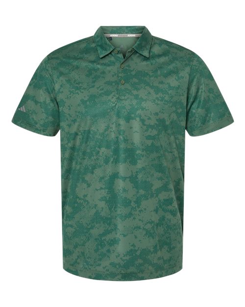 Adidas A550 — Men's All Over Camo Print Polo — Green Oxide