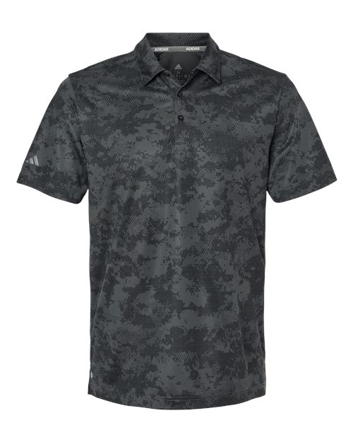 Adidas A550 — Men's All Over Camo Print Polo — Grey Six