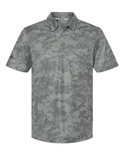 Adidas A550 — Men's All Over Camo Print Polo — Grey Three
