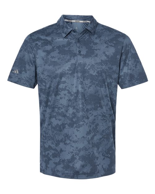 Adidas A550 — Men's All Over Camo Print Polo — Tech Ink