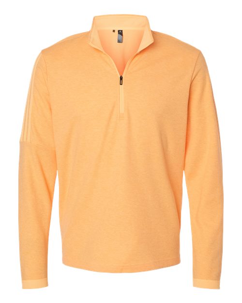 Adidas A554 — Men's 3-Stripes Quarter-Zip Sweater Pullover — Acid Orange Melange
