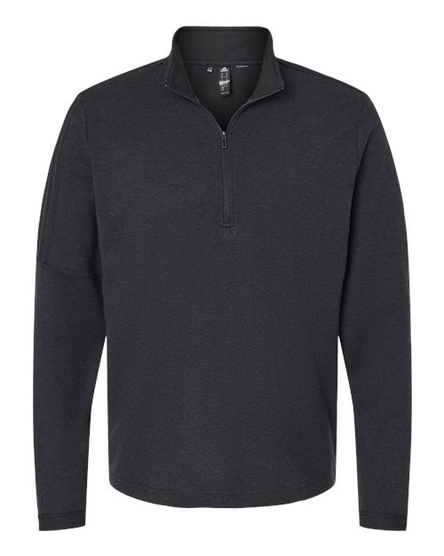 Adidas A554 — Men's 3-Stripes Quarter-Zip Sweater Pullover — Black Melange