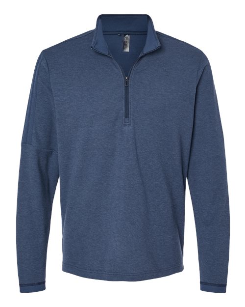 Adidas A554 — Men's 3-Stripes Quarter-Zip Sweater Pullover — Collegiate Navy Melange