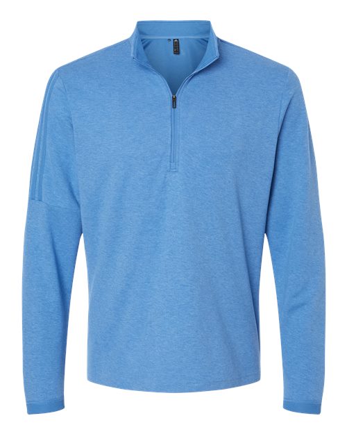 Adidas A554 — Men's 3-Stripes Quarter-Zip Sweater Pullover — Focus Blue Melange