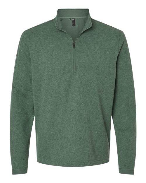 Adidas A554 — Men's 3-Stripes Quarter-Zip Sweater Pullover — Green Oxide Melange