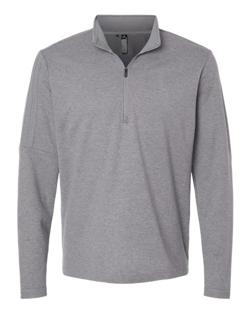 Adidas A554 — Men's 3-Stripes Quarter-Zip Sweater Pullover — Grey Three Melange
