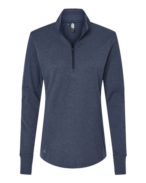 Adidas A555 — Women's 3-Stripes Quarter-Zip Sweater Pullover — Collegiate Navy Melange