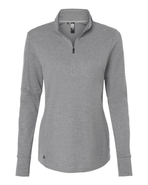 Adidas A555 — Women's 3-Stripes Quarter-Zip Sweater Pullover — Grey Three Melange