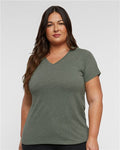LAT 3817 — Women's Curvy Collection Fine Jersey V-Neck Tee — main view
