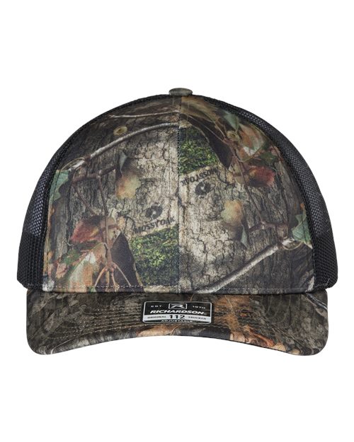 Richardson 112P — Printed Trucker Cap — Mossy Oak Country DNA/ Black