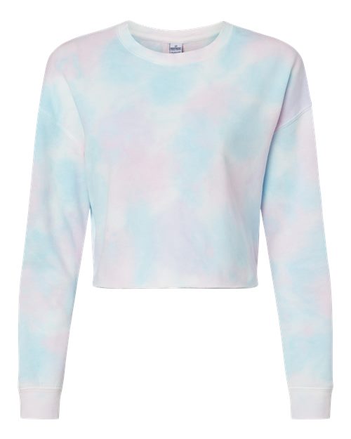 Independent Trading Co. AFX24CRP — Women's Lightweight Crop Crewneck Sweatshirt — Tie Dye Cotton Candy