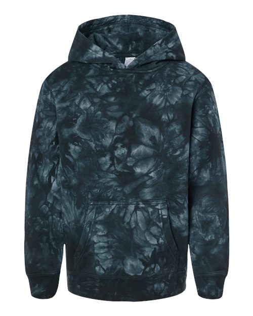Independent Trading Co. PRM1500TD — Youth Midweight Tie-Dyed Hooded Sweatshirt — Tie Dye Black