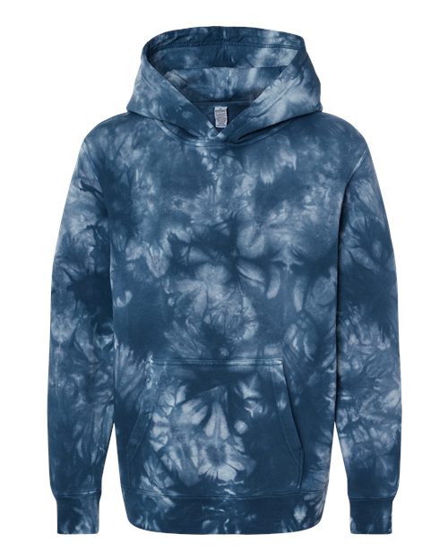 Independent Trading Co. PRM1500TD — Youth Midweight Tie-Dyed Hooded Sweatshirt — Tie Dye Navy