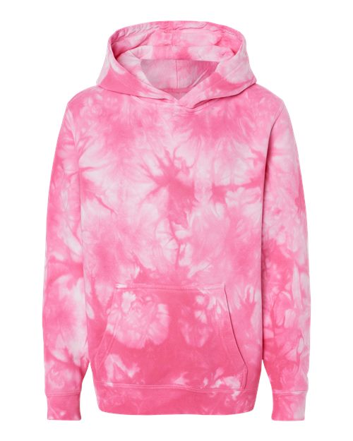 Independent Trading Co. PRM1500TD — Youth Midweight Tie-Dyed Hooded Sweatshirt — Tie Dye Pink