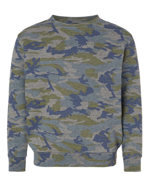 LAT 2225 — Youth Elevated Fleece Crewneck Sweatshirt — Vintage Camo