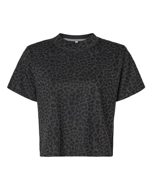LAT 3518 — Women's Boxy Tee — Black Leopard