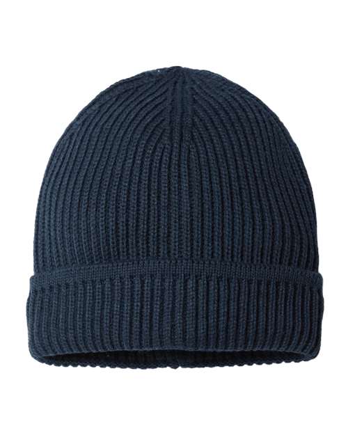 Atlantis Headwear MAPLE — Sustainable Finish Edge Cuffed Beanie — Navy