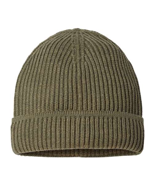 Atlantis Headwear MAPLE — Sustainable Finish Edge Cuffed Beanie — Olive