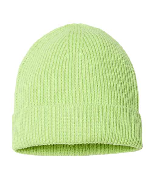 Atlantis Headwear ANDY — Sustainable Fine Rib Cuffed Beanie — Acid Green