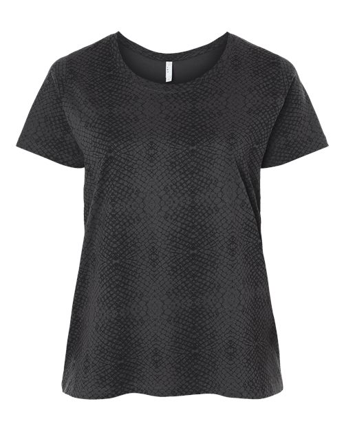 LAT 3816 — Women's Curvy Collection Fine Jersey Tee — Black Reptile