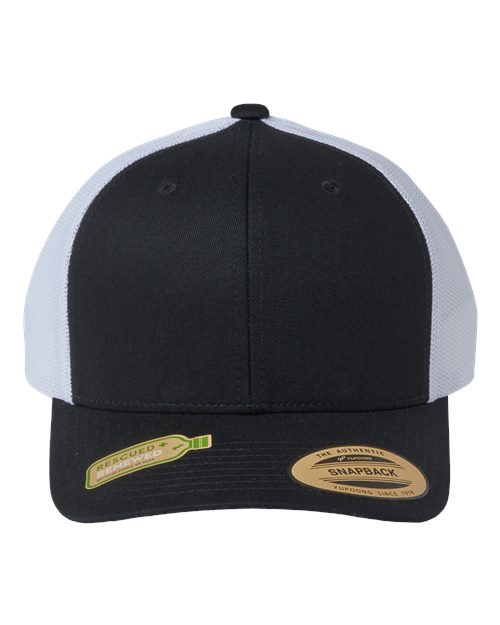 YP Classics 6606R — Sustainable Retro Trucker Cap — Black/ White