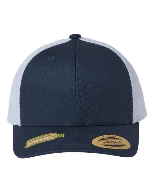 YP Classics 6606R — Sustainable Retro Trucker Cap — Navy/ White