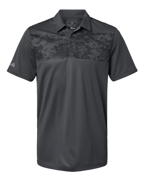 Adidas A585 — Men's Camo Chest Print Polo — Grey Six