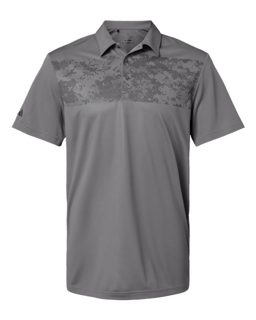 Adidas A585 — Men's Camo Chest Print Polo — Grey Three