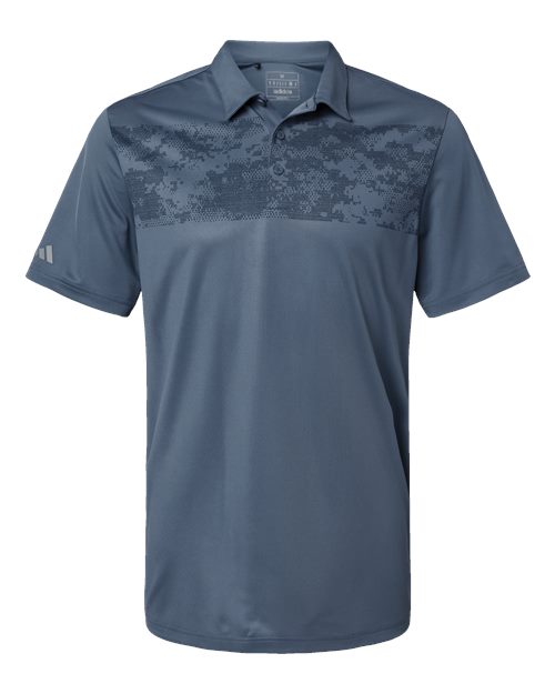 Adidas A585 — Men's Camo Chest Print Polo — Tech Ink