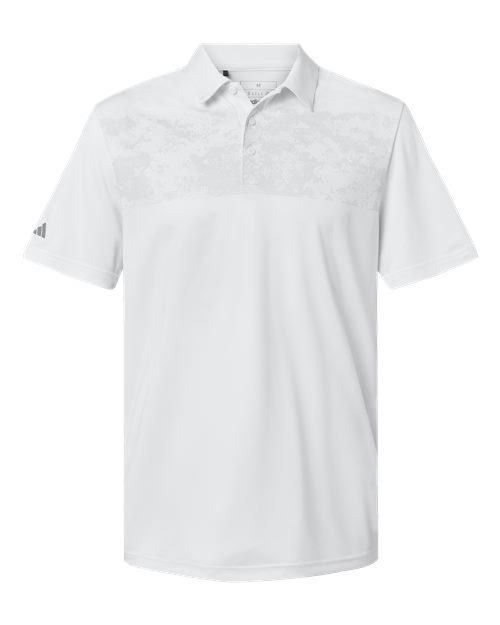 Adidas A585 — Men's Camo Chest Print Polo — White