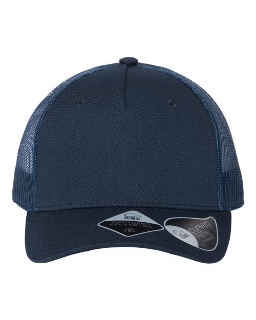 Atlantis Headwear ZION — Sustainable Five-Panel Trucker Cap — Navy/ Navy