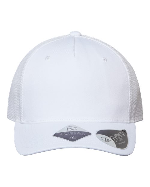 Atlantis Headwear ZION — Sustainable Five-Panel Trucker Cap — White/ White