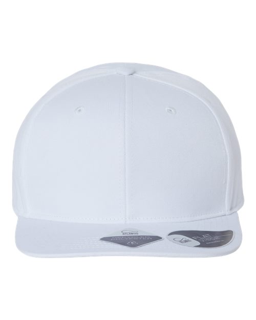 Atlantis Headwear JAMES — Sustainable Flat Bill Cap — White