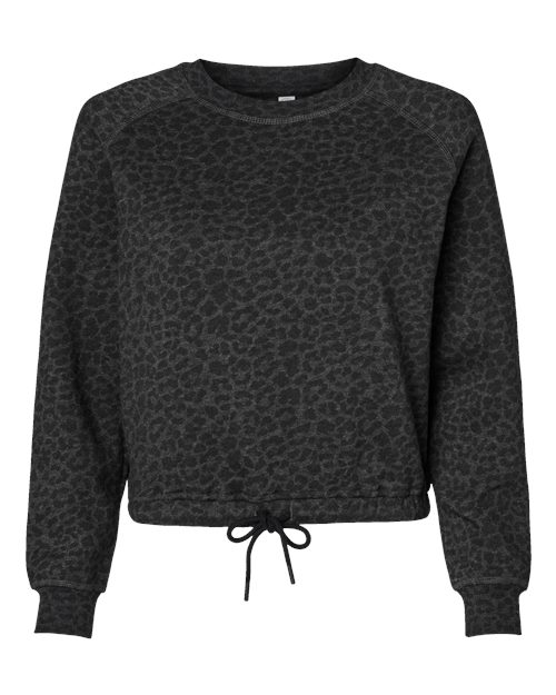 LAT 3528 — Women's Relaxed 3-End Boxy Fleece Crewneck Sweatshirt — Black Leopard
