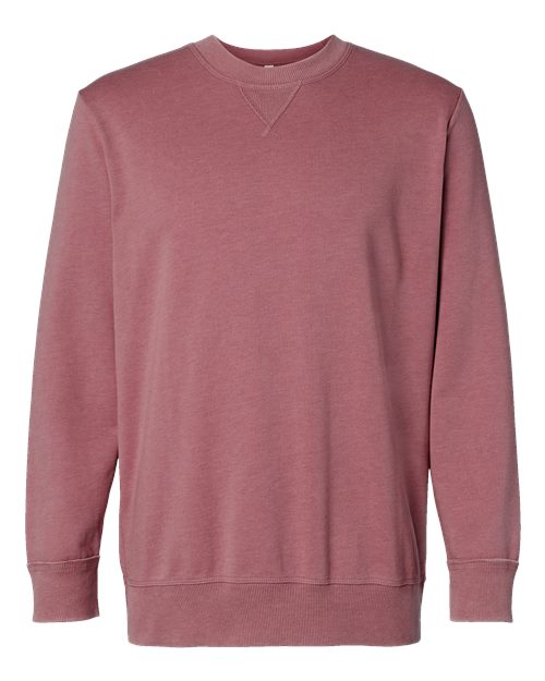 LAT 6935 — Unisex Vintage Wash Fleece Crewneck Sweatshirt — Washed Rouge