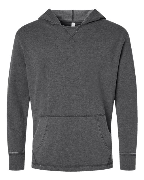 LAT 6936 — Unisex Vintage Wash Hoodie Sweatshirt — Washed Black