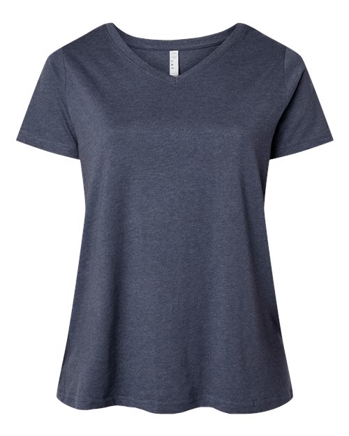 LAT 3817 — Women's Curvy Collection Fine Jersey V-Neck Tee — Vintage Denim