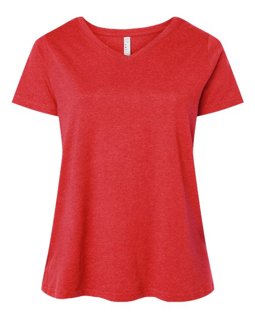 LAT 3817 — Women's Curvy Collection Fine Jersey V-Neck Tee — Vintage Red