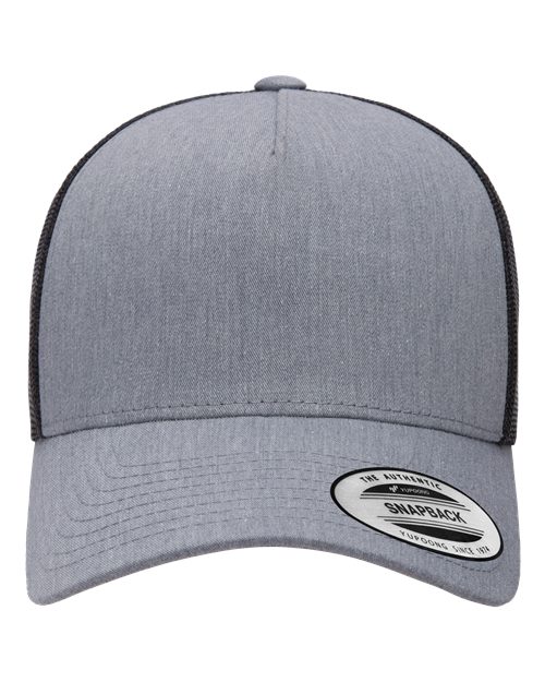 YP Classics 6506 — Five-Panel Retro Trucker Cap — Heather/ Black