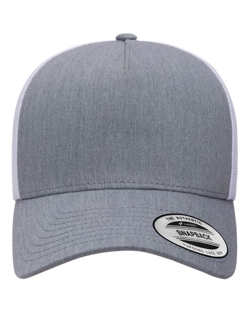 YP Classics 6506 — Five-Panel Retro Trucker Cap — Heather/ White