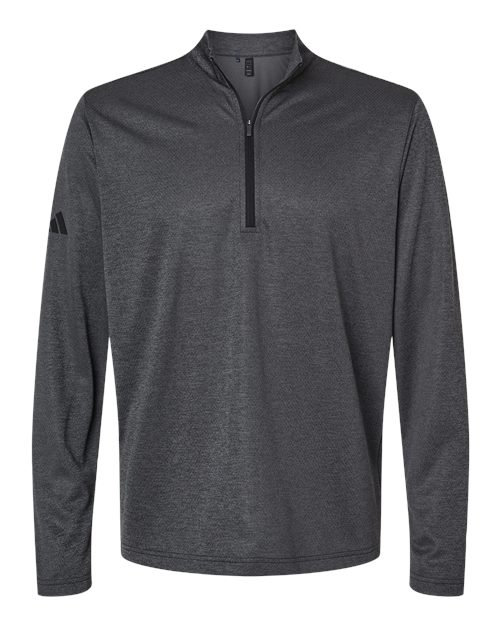 Adidas A593 — Men's Space Dyed Quarter-Zip Pullover — Black Melange