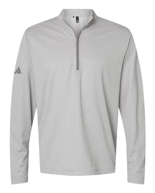 Adidas A593 — Men's Space Dyed Quarter-Zip Pullover — Grey One Heather
