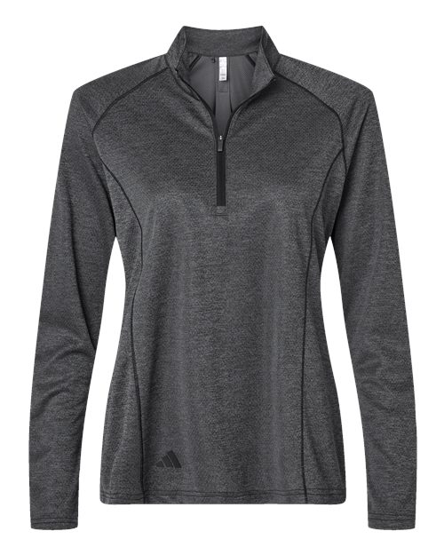 Adidas A594 — Women's Space Dyed Quarter-Zip Pullover — Black Melange