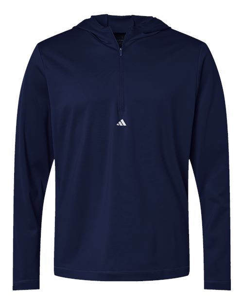 Adidas A596 — Men's Lightweight Quarter-Zip Hooded Pullover — Collegiate Navy