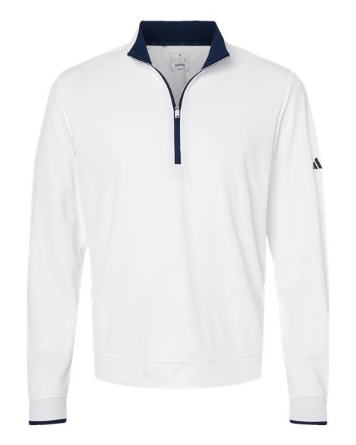Adidas A2002 — Men's Performance Lightweight Quarter-Zip Pullover — White/ Navy