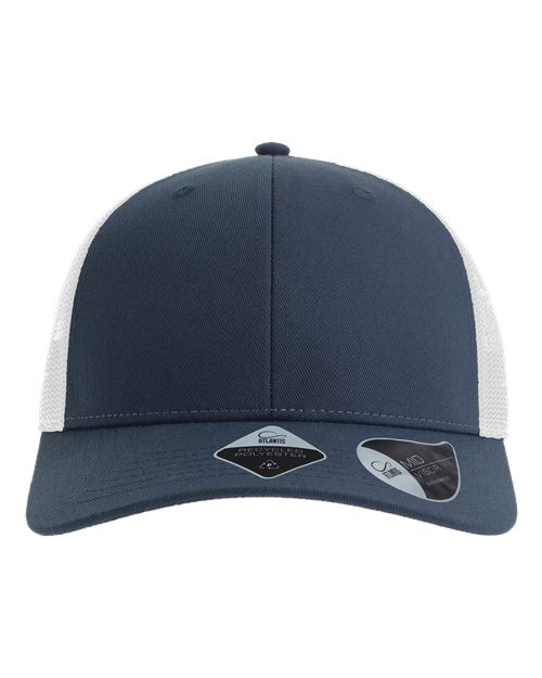 Atlantis Headwear BRYCE — Sustainable Trucker Cap — Navy/ White