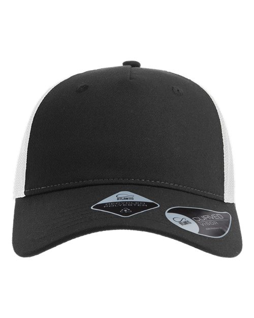 Atlantis Headwear ZION — Sustainable Five-Panel Trucker Cap — Black/ White