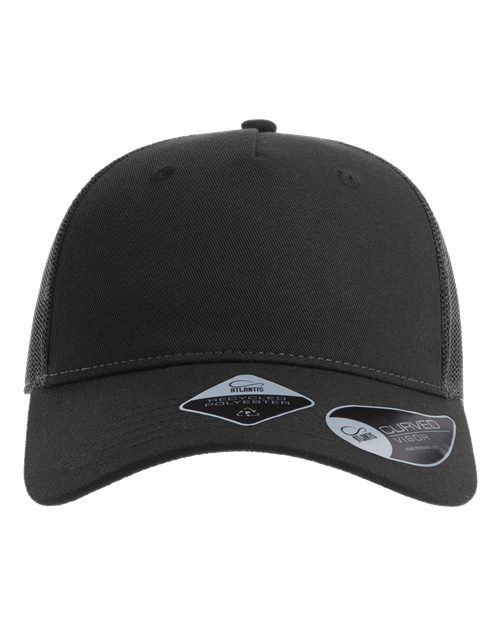 Atlantis Headwear ZION — Sustainable Five-Panel Trucker Cap — Black/ Dark Grey